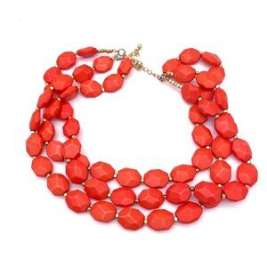 Premier Design 3-Stand Chunky Faceted Gem Stone Necklace Lobster Closure 2"